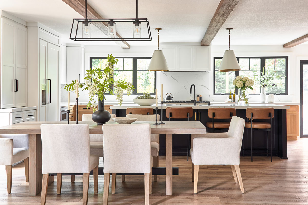 Transitional Farmhouse dining room and kitchen